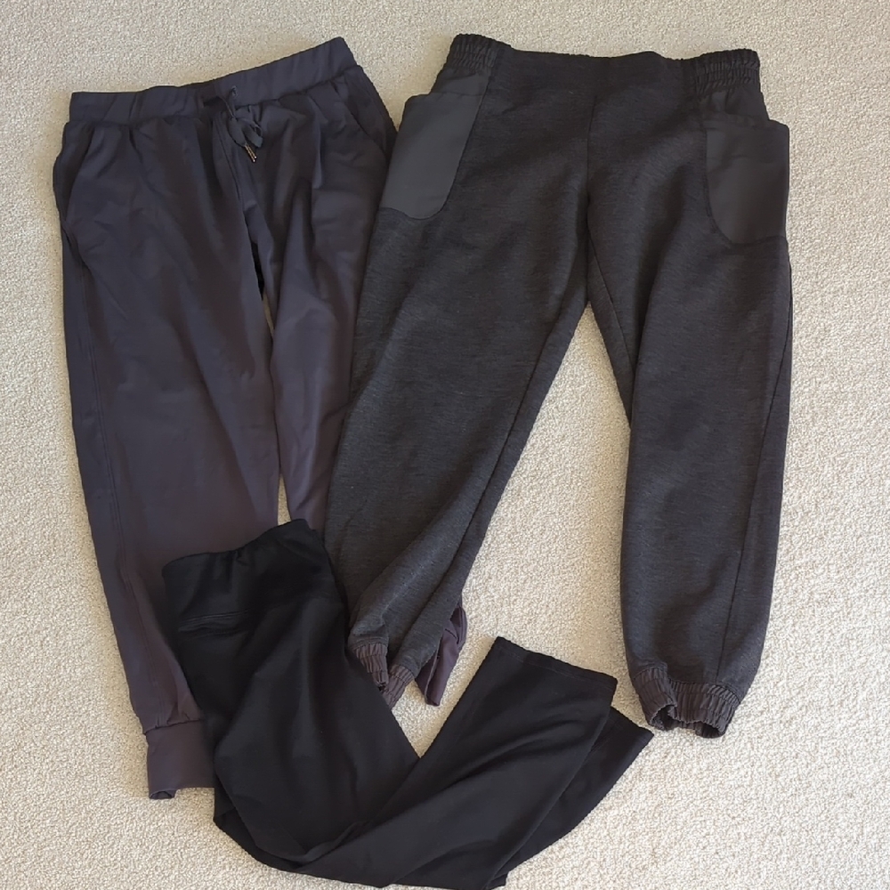 Gray Joggers And Black Capri Length Leggings